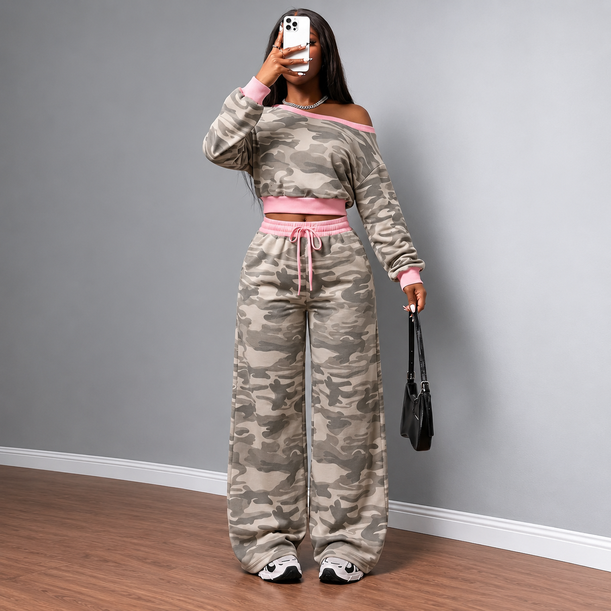 Athleisure Zip Top and Straight Sweatpants 2 Piece Lounge Set for Women