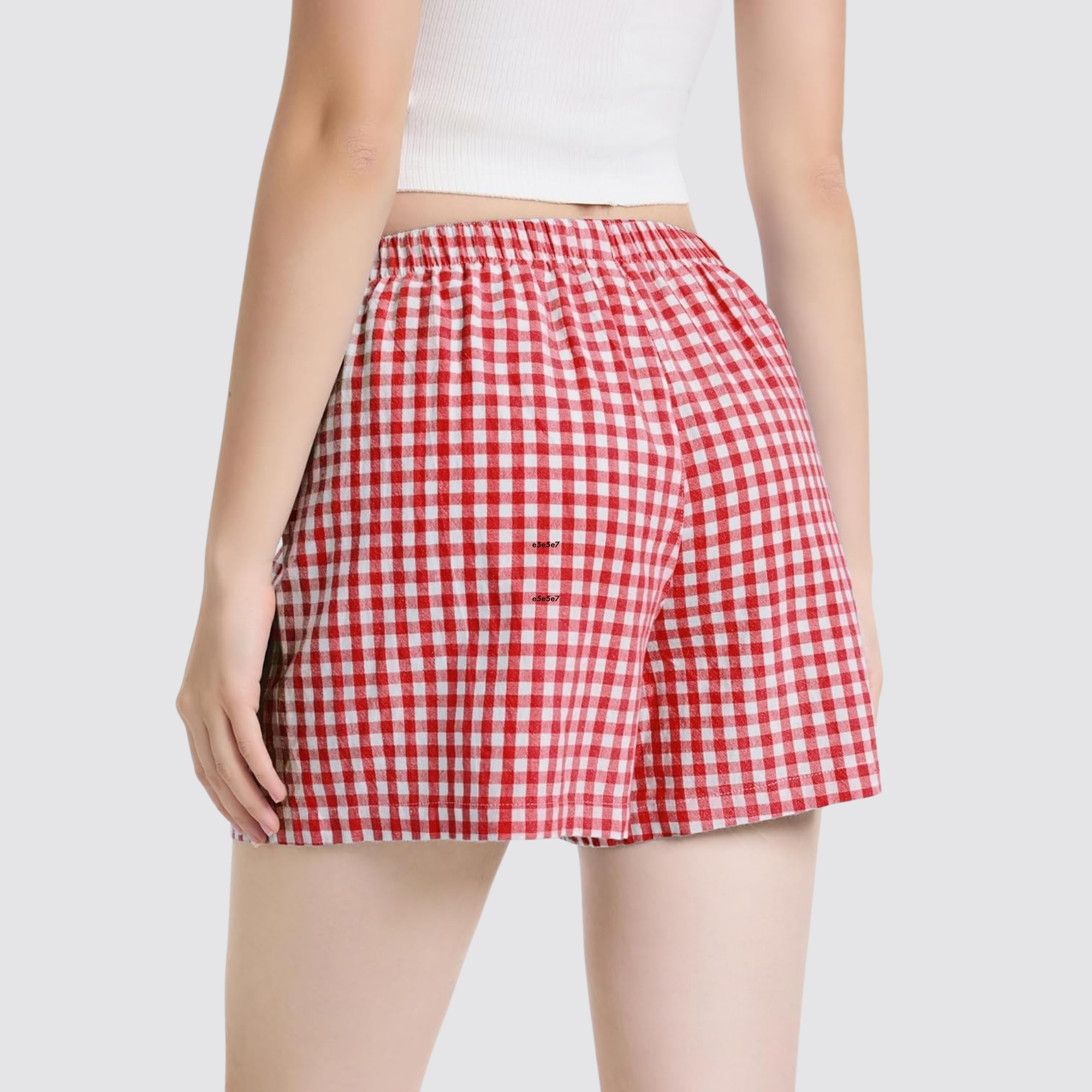 Casual Boxer Shorts with Gingham Plaid Pattern
