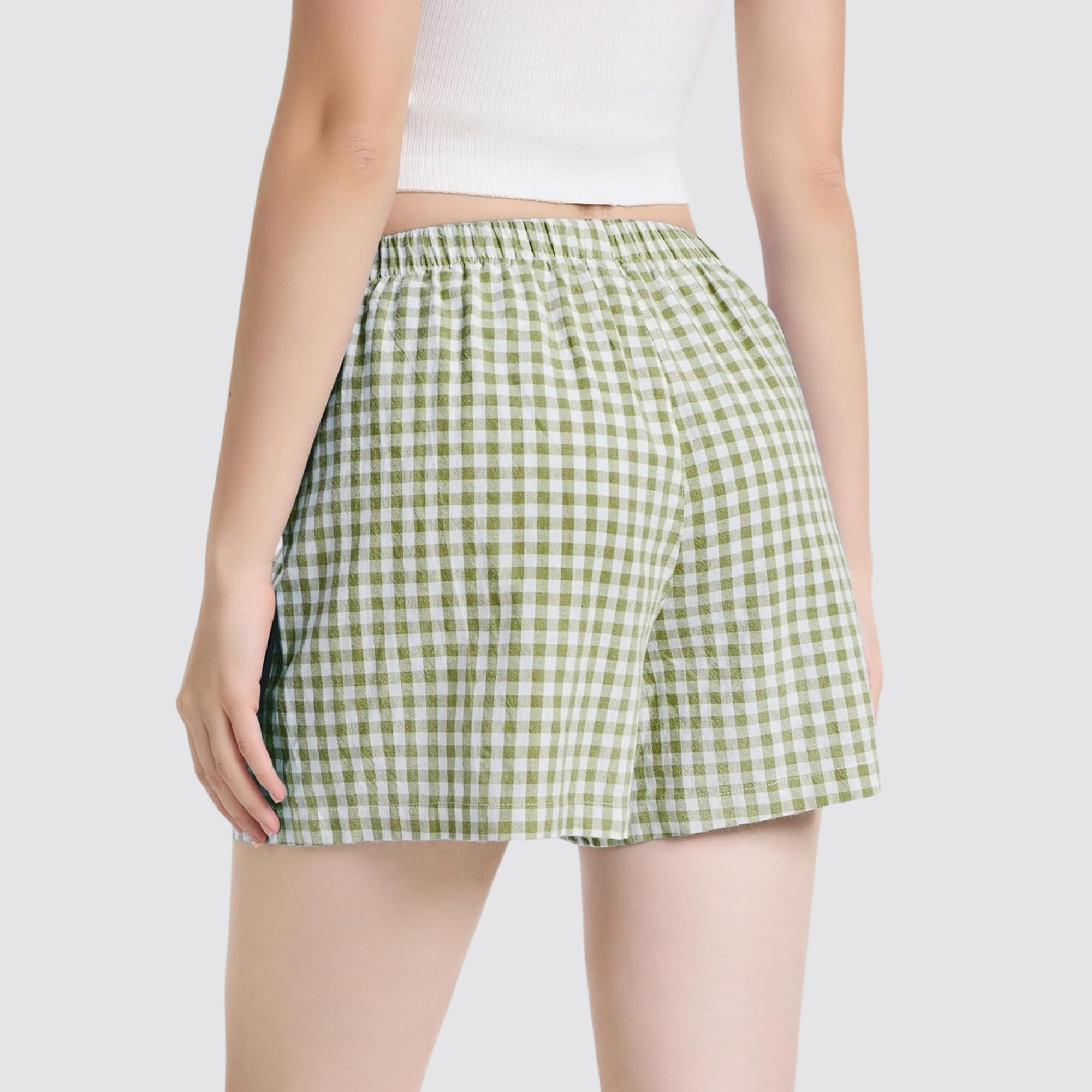 Casual Boxer Shorts with Gingham Plaid Pattern