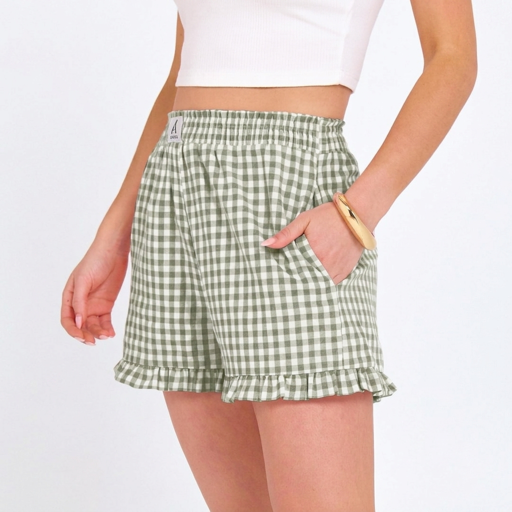 Casual Gingham Boxer Shorts For Summer Outfits