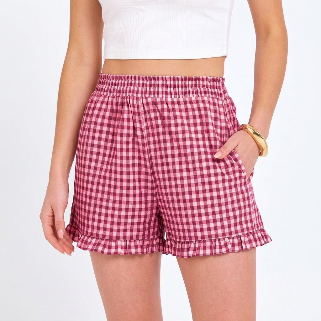 Casual Gingham Boxer Shorts For Summer Outfits