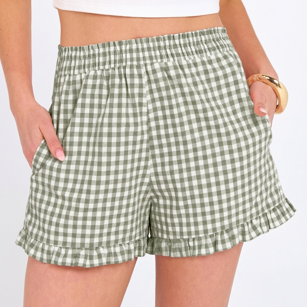 Casual Gingham Boxer Shorts For Summer Outfits