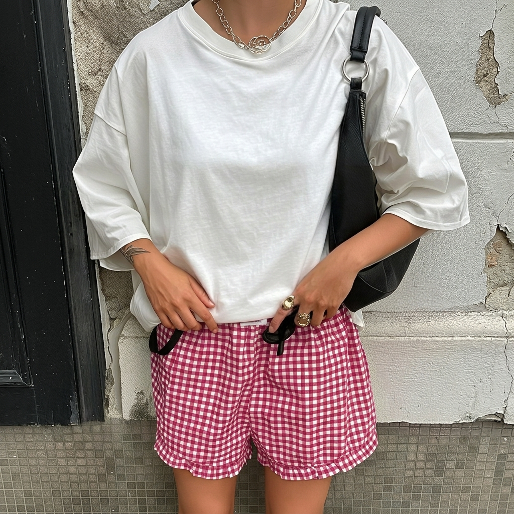 Casual Gingham Boxer Shorts For Summer Outfits