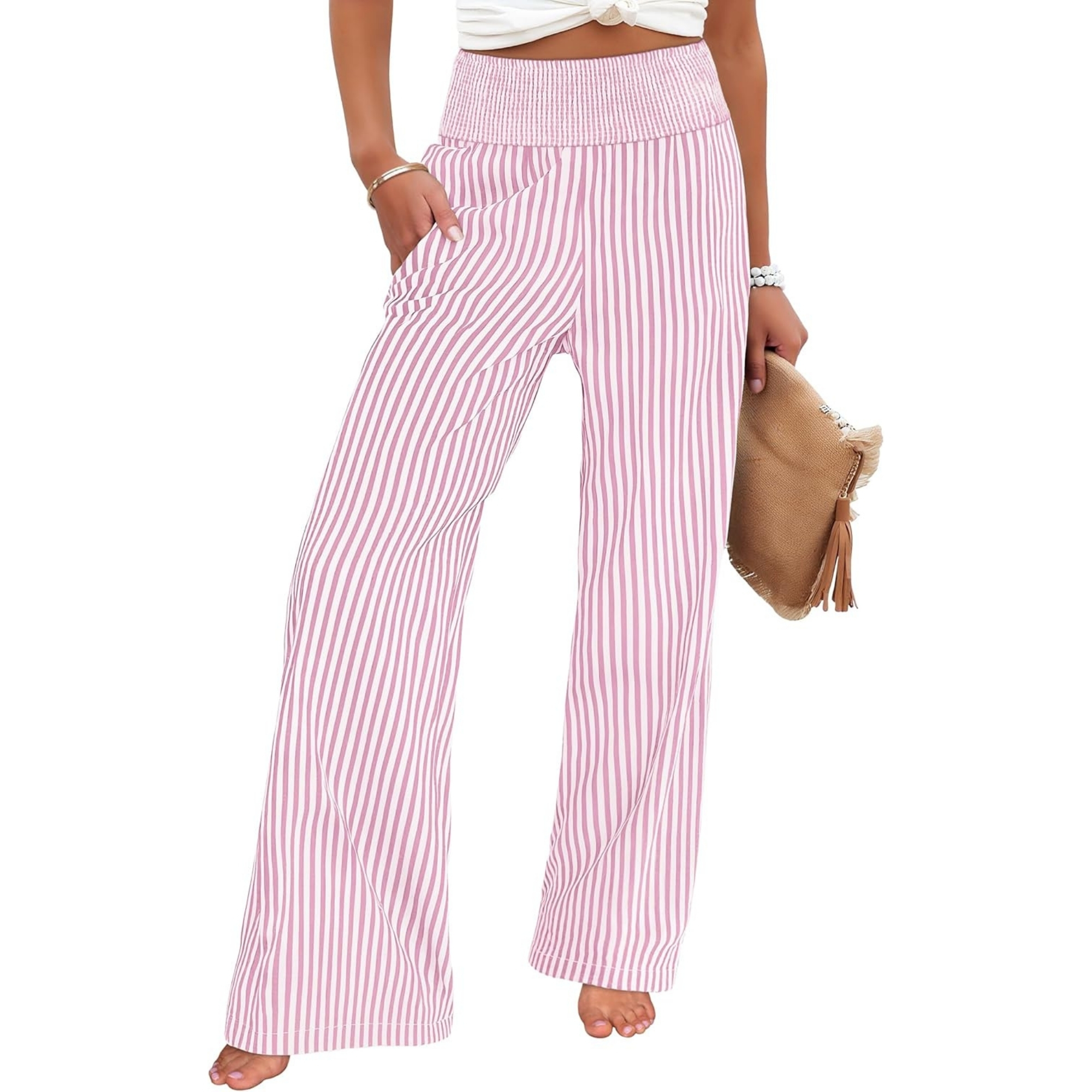Casual Lounge Palazzo Pants With Striped Pattern