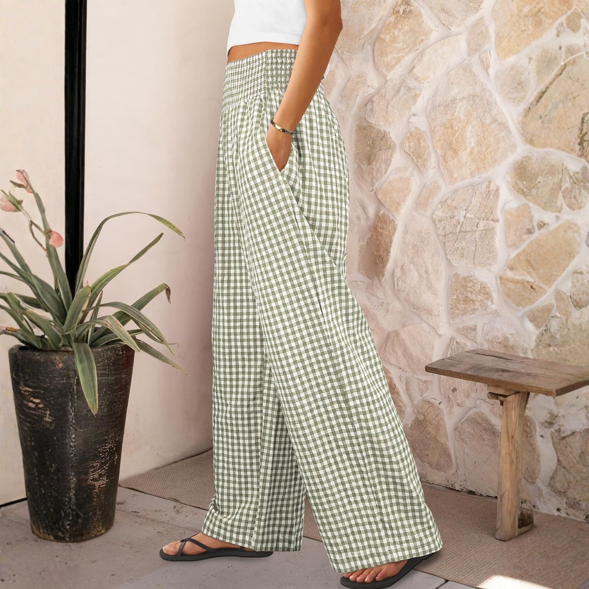 Casual Lounge Palazzo Pants With Striped Pattern