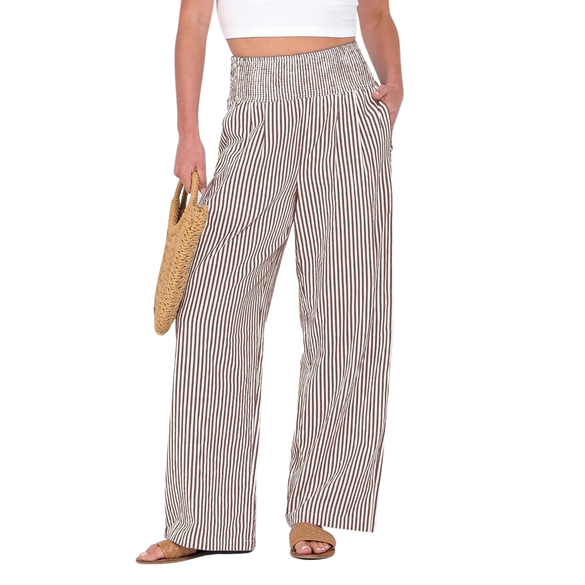 Casual Lounge Palazzo Pants With Striped Pattern