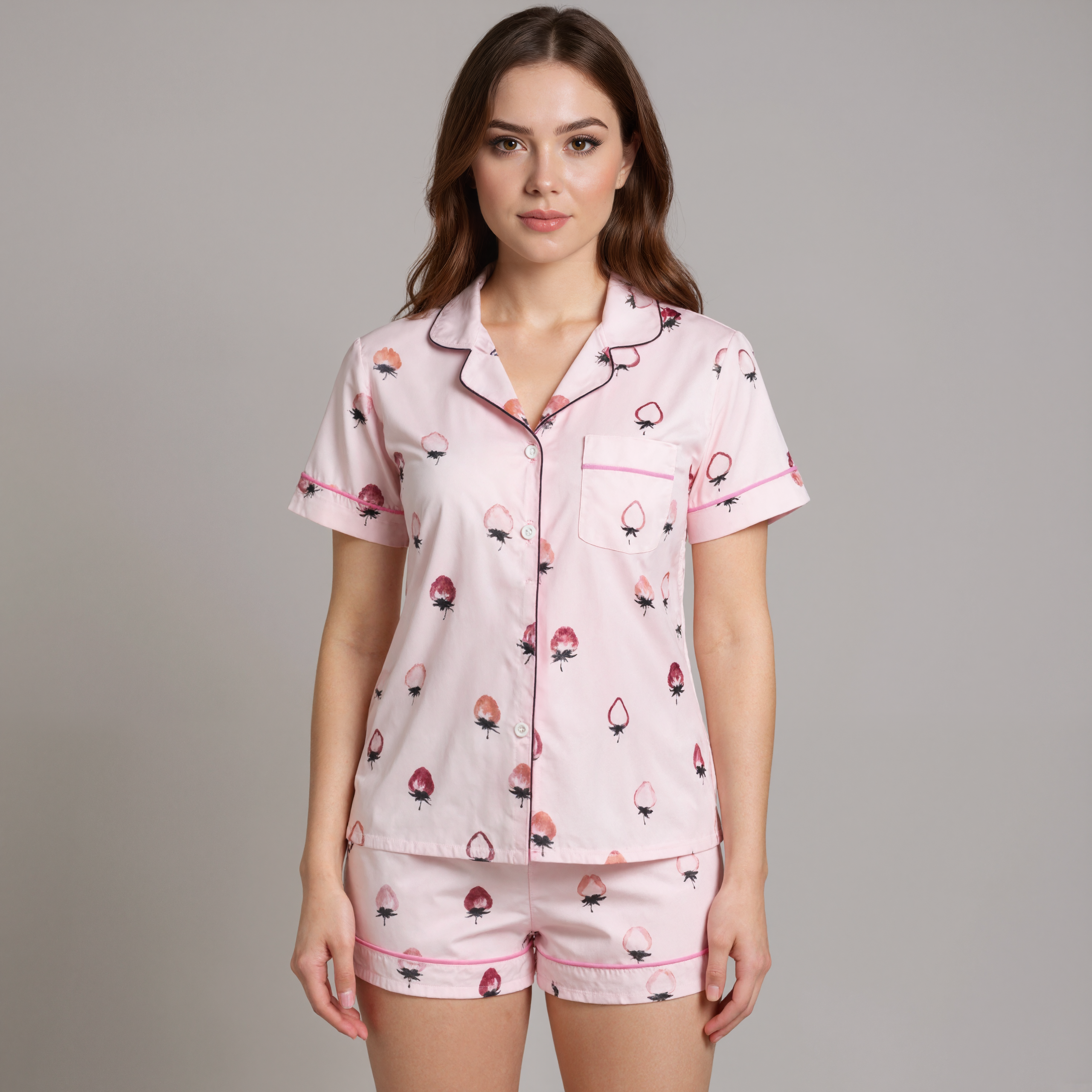 Casual Short Style Sleepwear Set