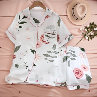 Casual Short Style Sleepwear Set