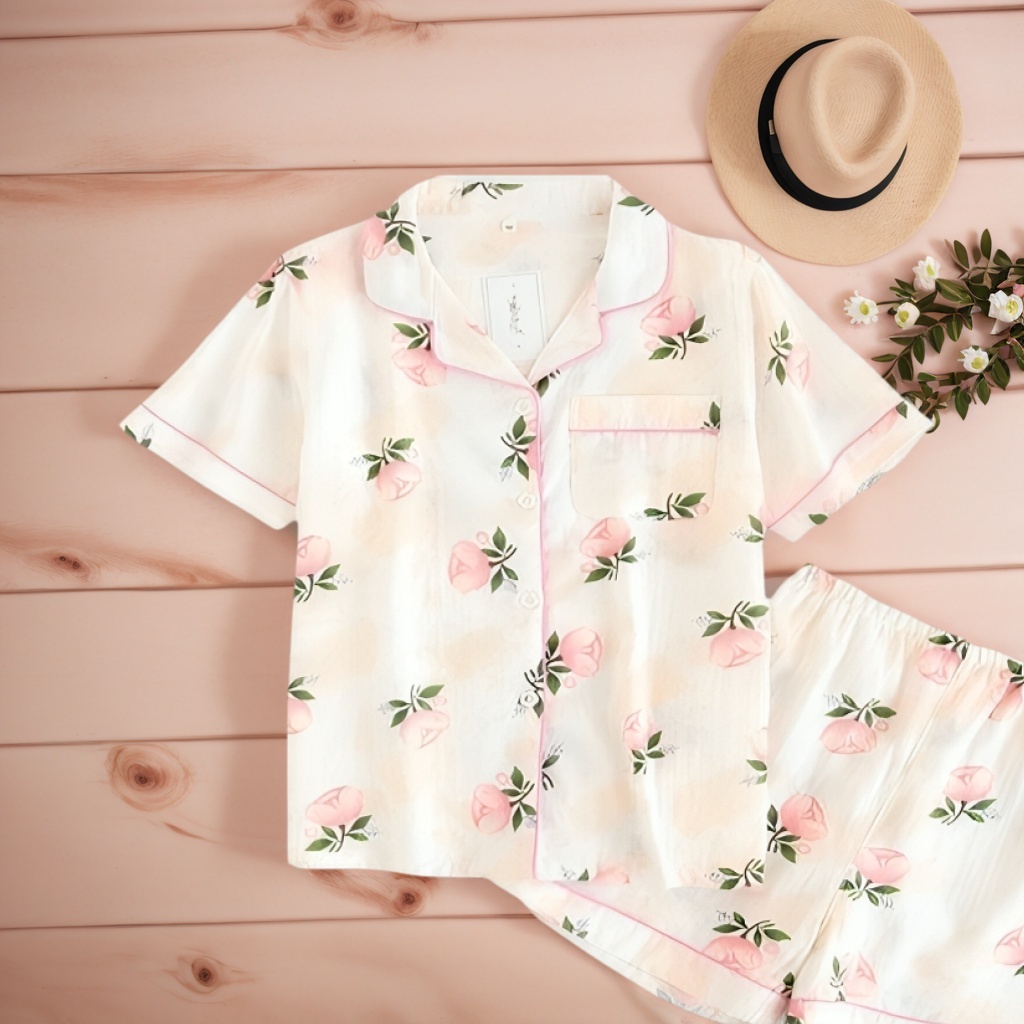 Casual Short Style Sleepwear Set