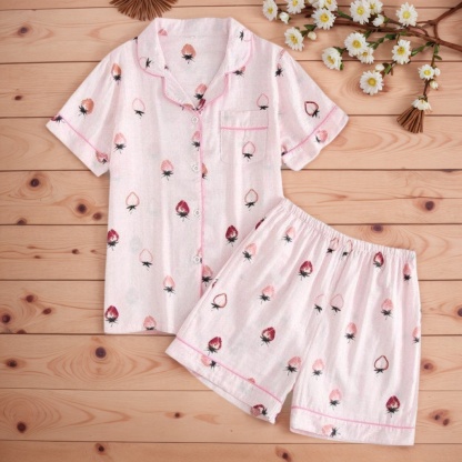 Casual Short Style Sleepwear Set
