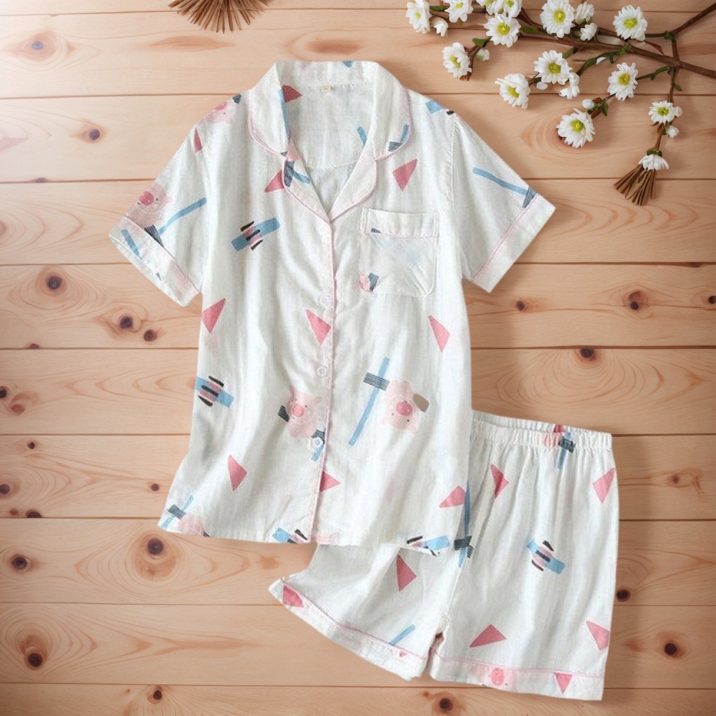 Casual Short Style Sleepwear Set