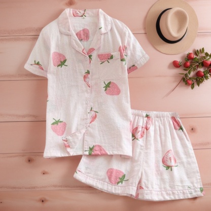 Casual Short Style Sleepwear Set