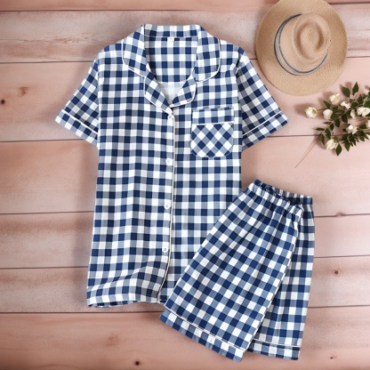 Casual Short Style Sleepwear Set