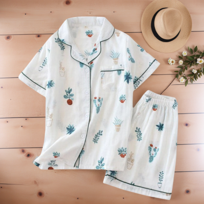 Casual Short Style Sleepwear Set