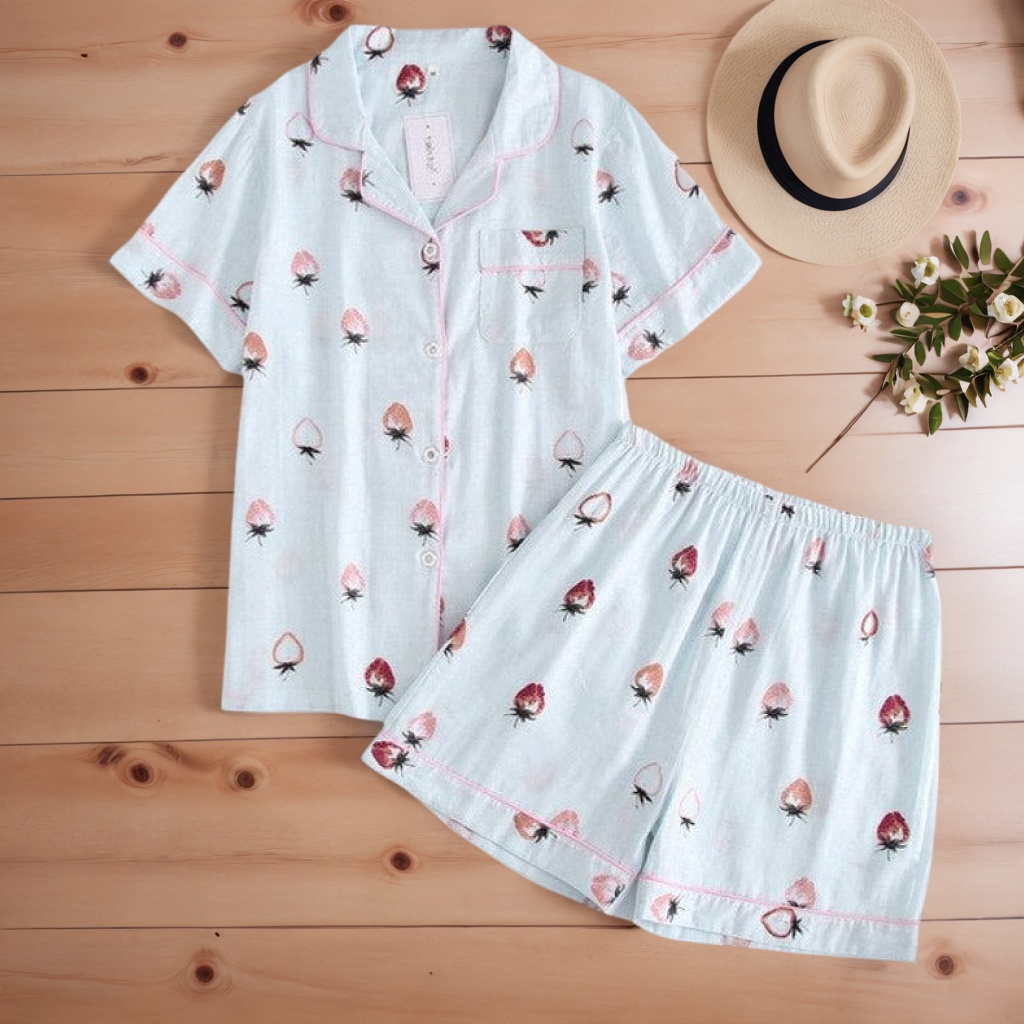 Casual Short Style Sleepwear Set