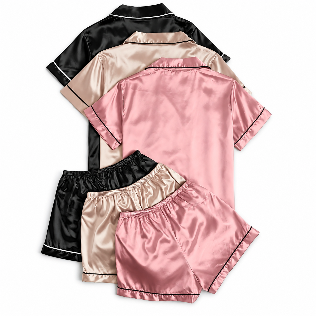 Pack of 6 Button Front Short Sleeve Pajama and Loungewear Set for Women