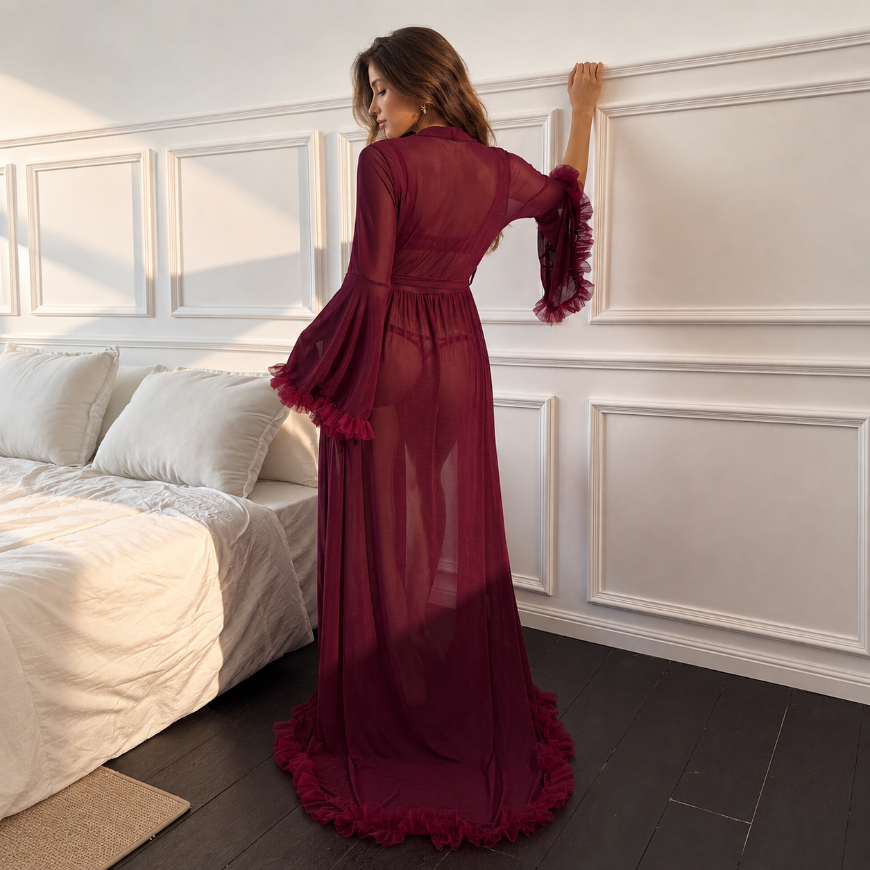 Soft Comfortable Mesh Sleeve Sleepwear For Women