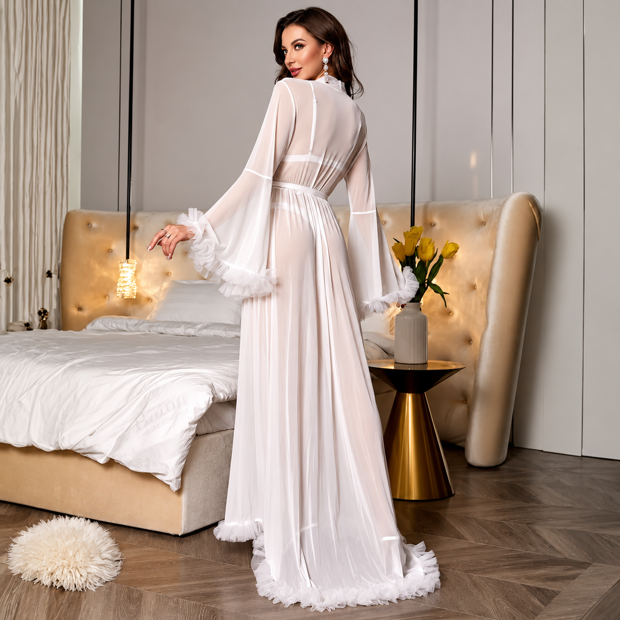 Casual Flare Sleeve Vacation Robe For Women