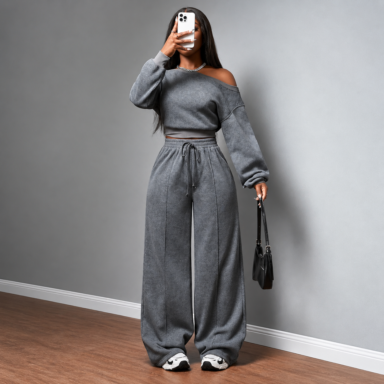Athleisure Zip Top and Straight Sweatpants 2 Piece Lounge Set for Women