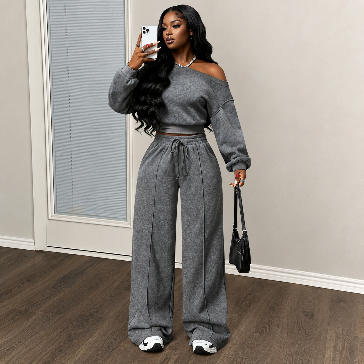 Athleisure Zip Top and Straight Sweatpants 2 Piece Lounge Set for Women