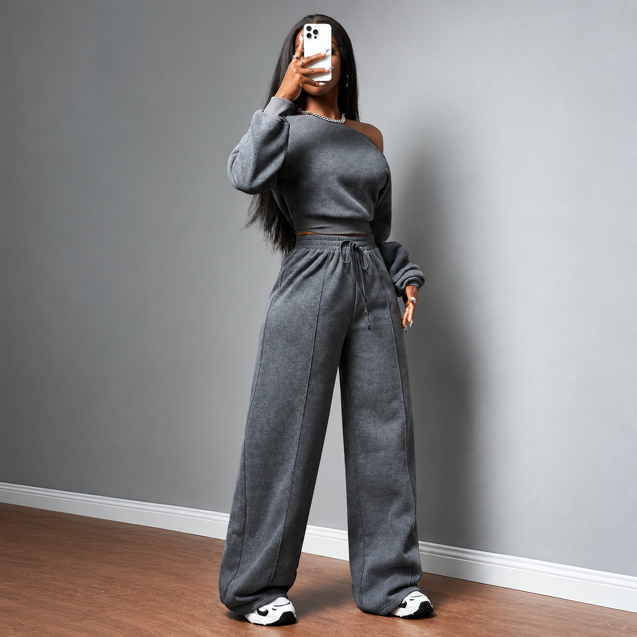Athleisure Zip Top and Straight Sweatpants 2 Piece Lounge Set for Women