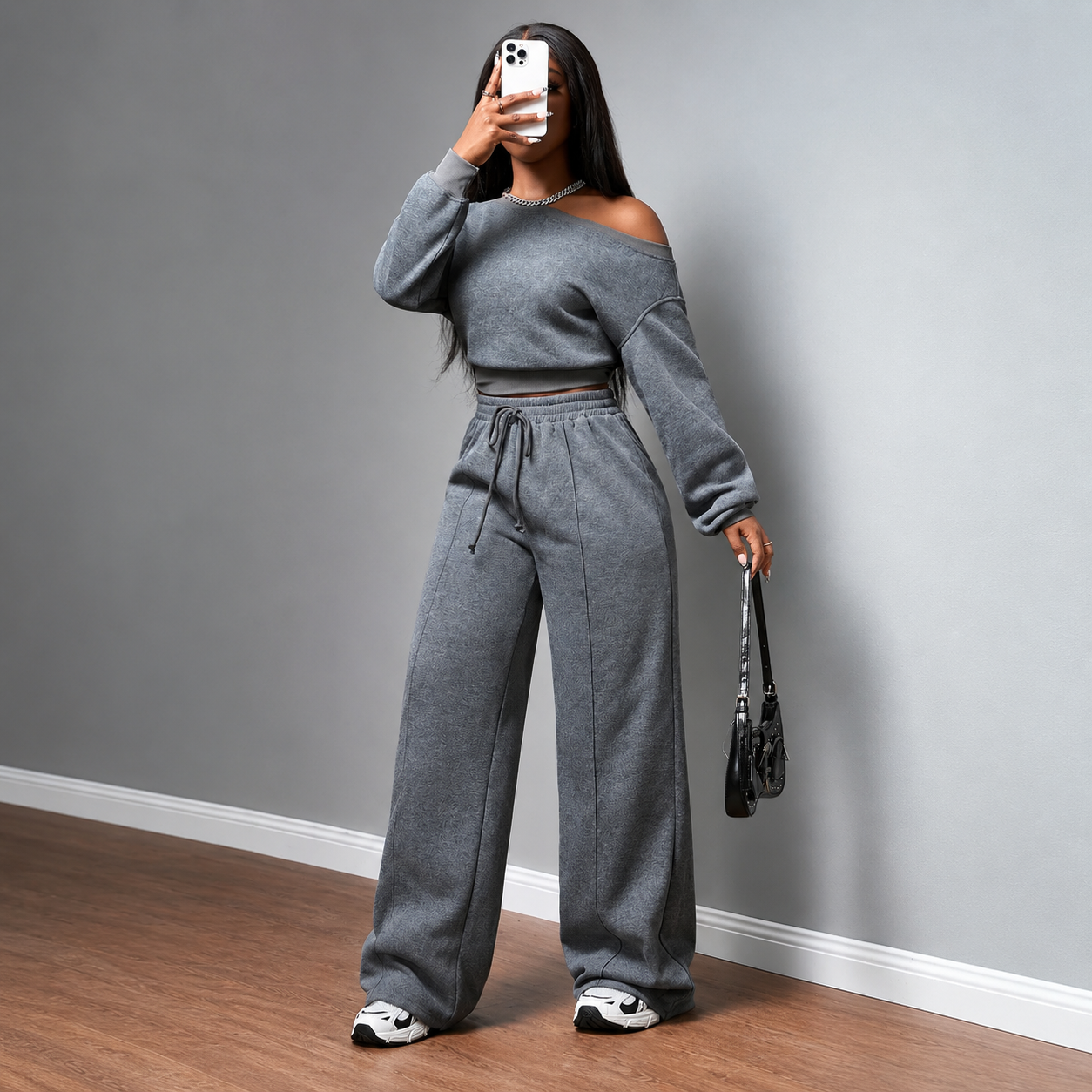 Athleisure Zip Top and Straight Sweatpants 2 Piece Lounge Set for Women