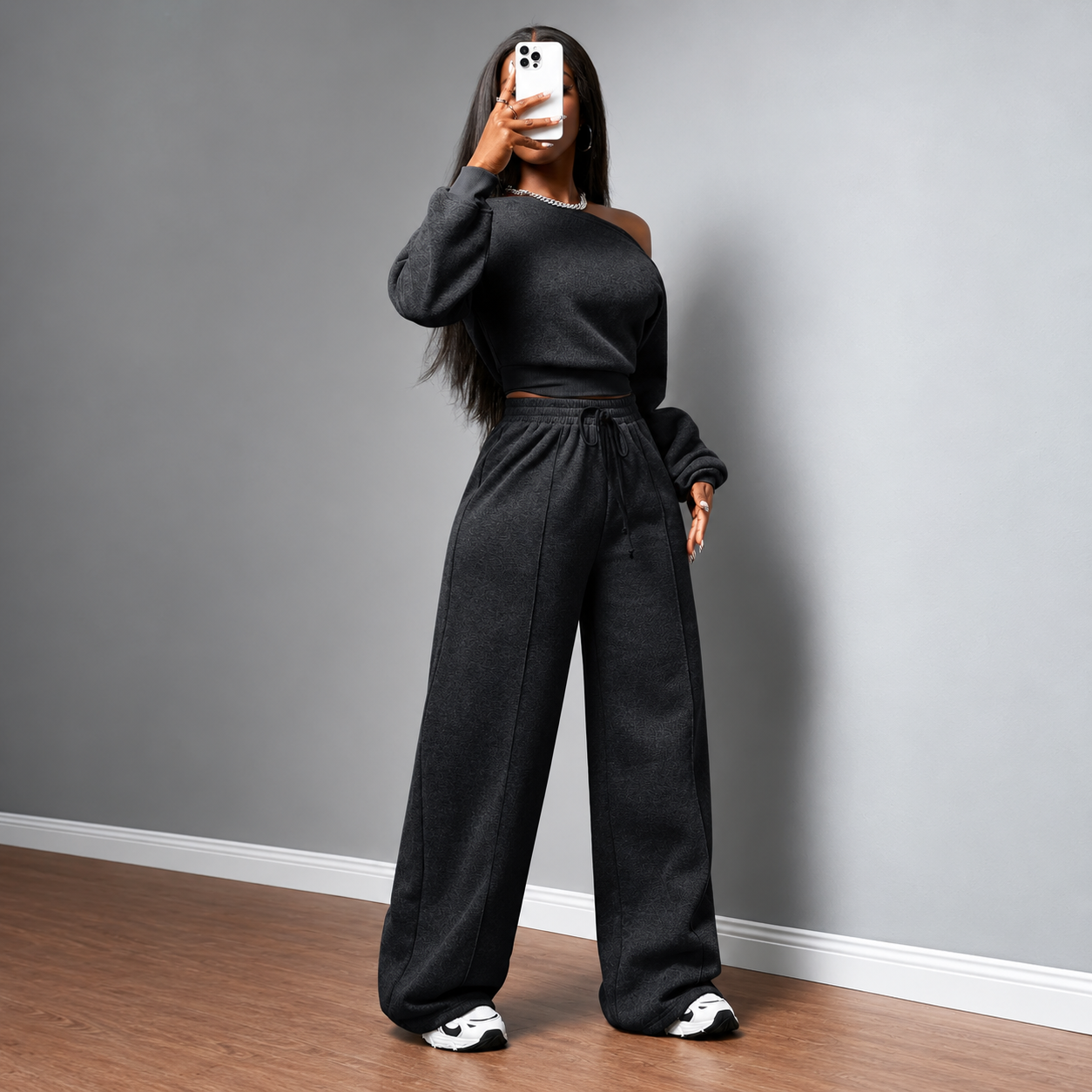 Athleisure Zip Top and Straight Sweatpants 2 Piece Lounge Set for Women
