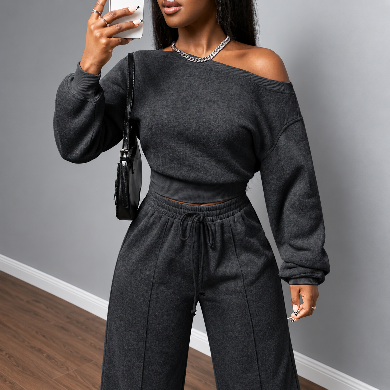 Athleisure Zip Top and Straight Sweatpants 2 Piece Lounge Set for Women