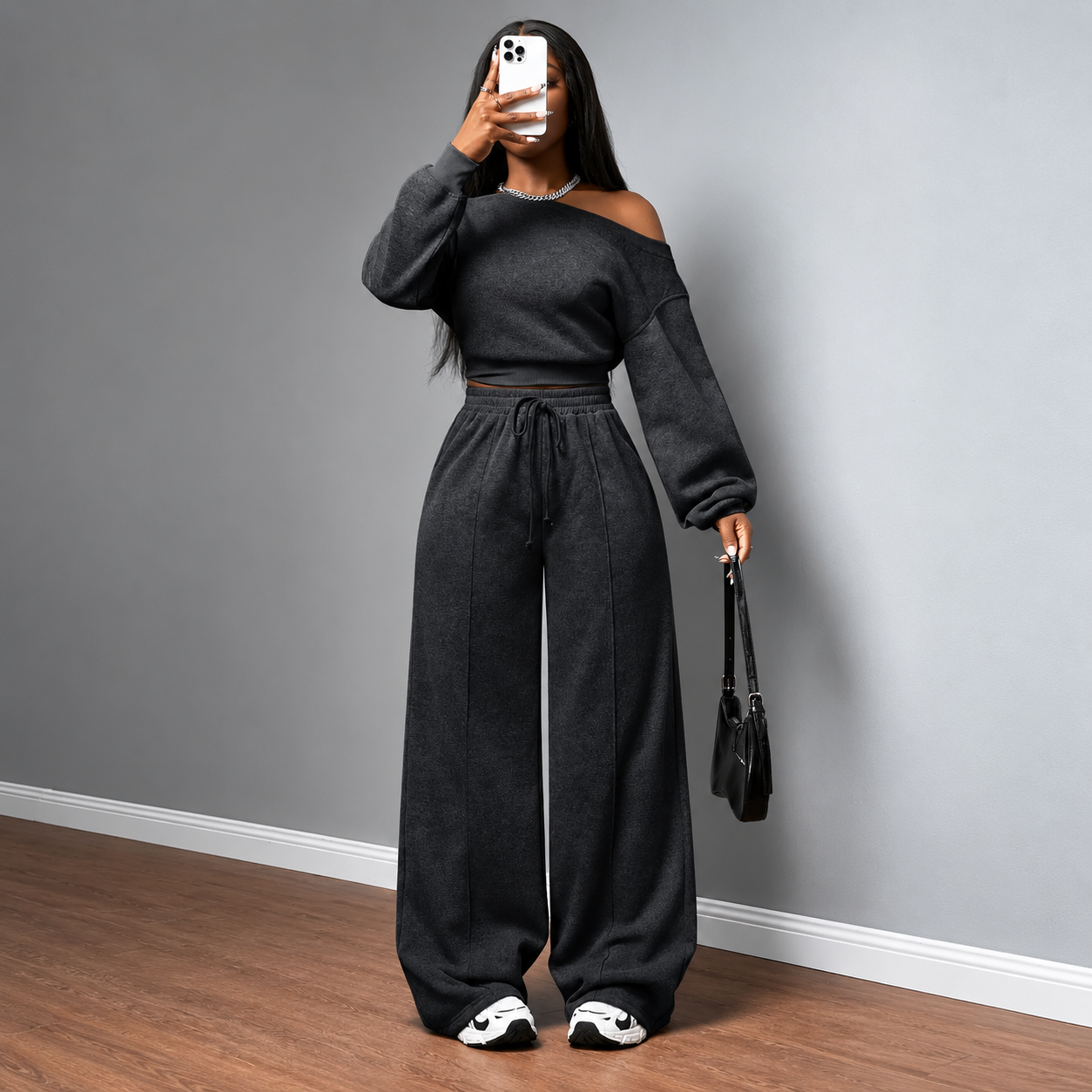 Athleisure Zip Top and Straight Sweatpants 2 Piece Lounge Set for Women