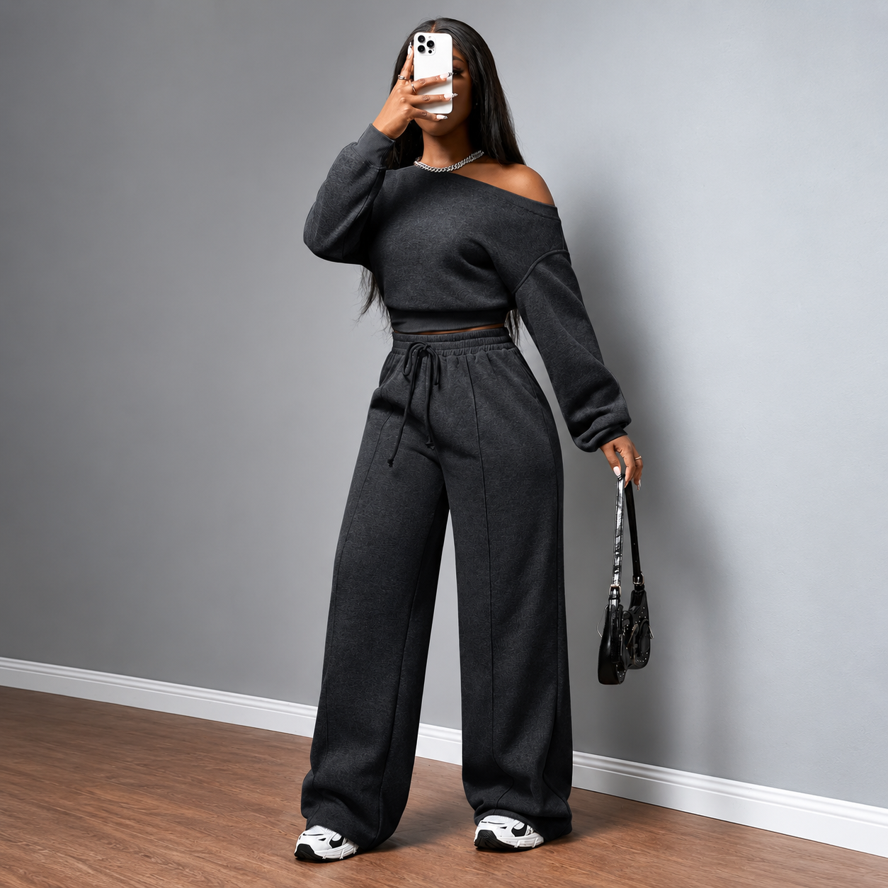 Athleisure Zip Top and Straight Sweatpants 2 Piece Lounge Set for Women