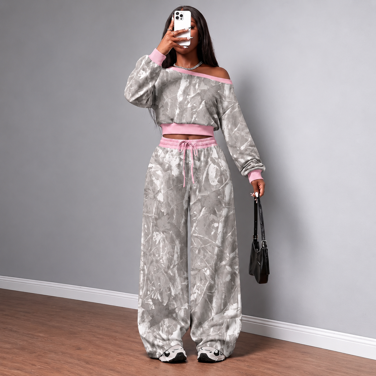 Athleisure Zip Top and Straight Sweatpants 2 Piece Lounge Set for Women