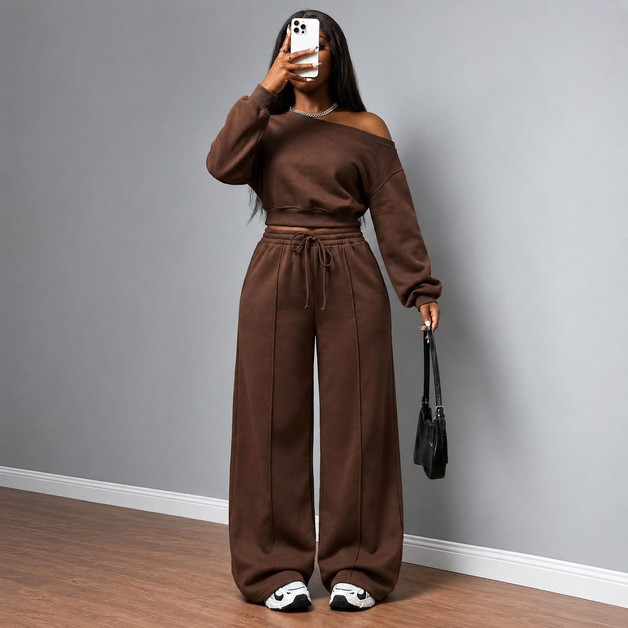 Athleisure Zip Top and Straight Sweatpants 2 Piece Lounge Set for Women