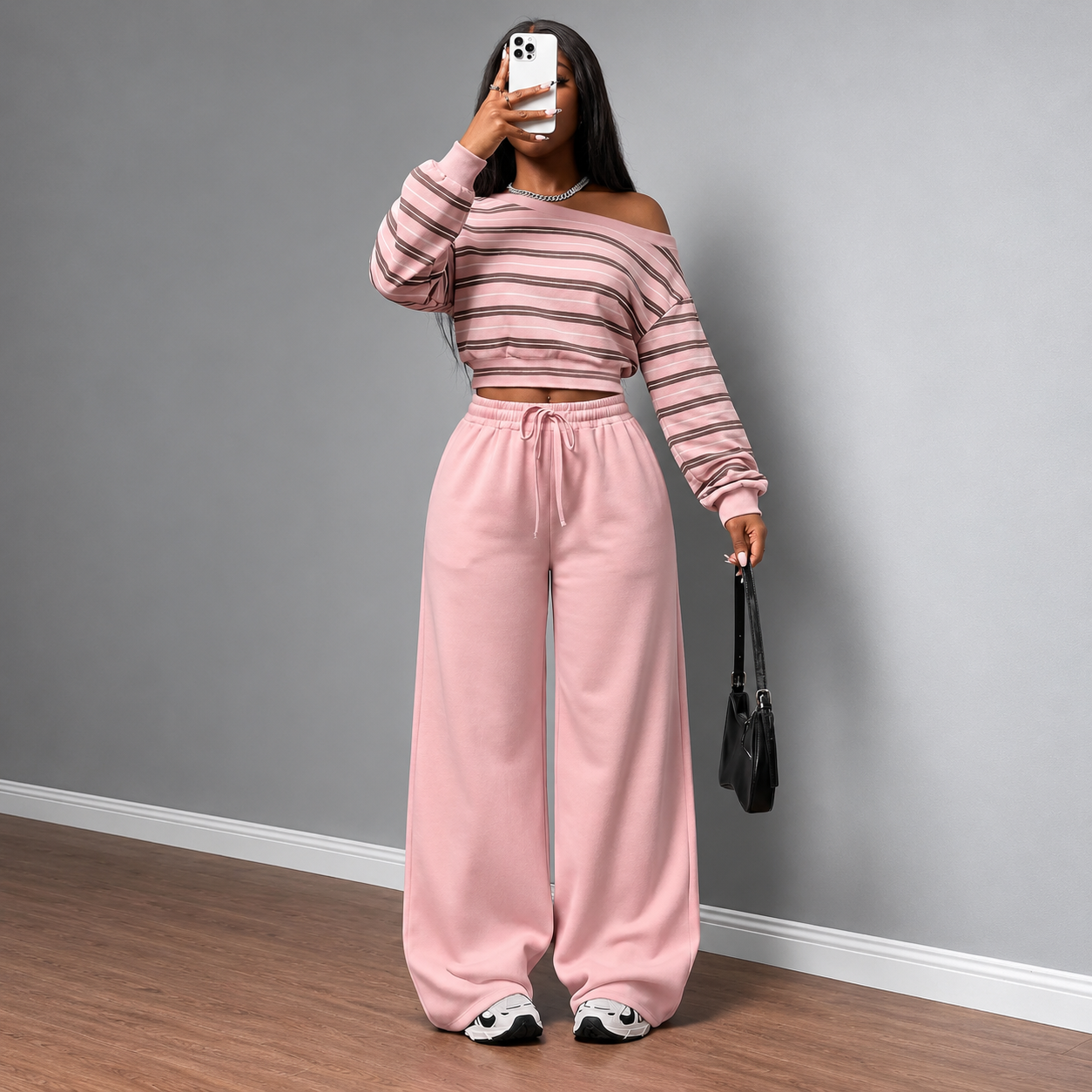 Athleisure Zip Top and Straight Sweatpants 2 Piece Lounge Set for Women