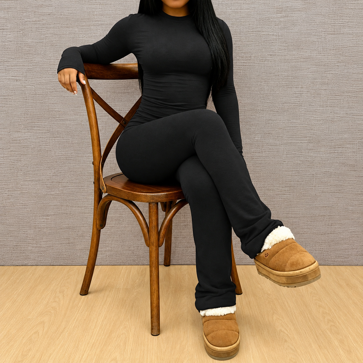 Long Sleeve Top and Pants 2 Piece Casual Set for Women