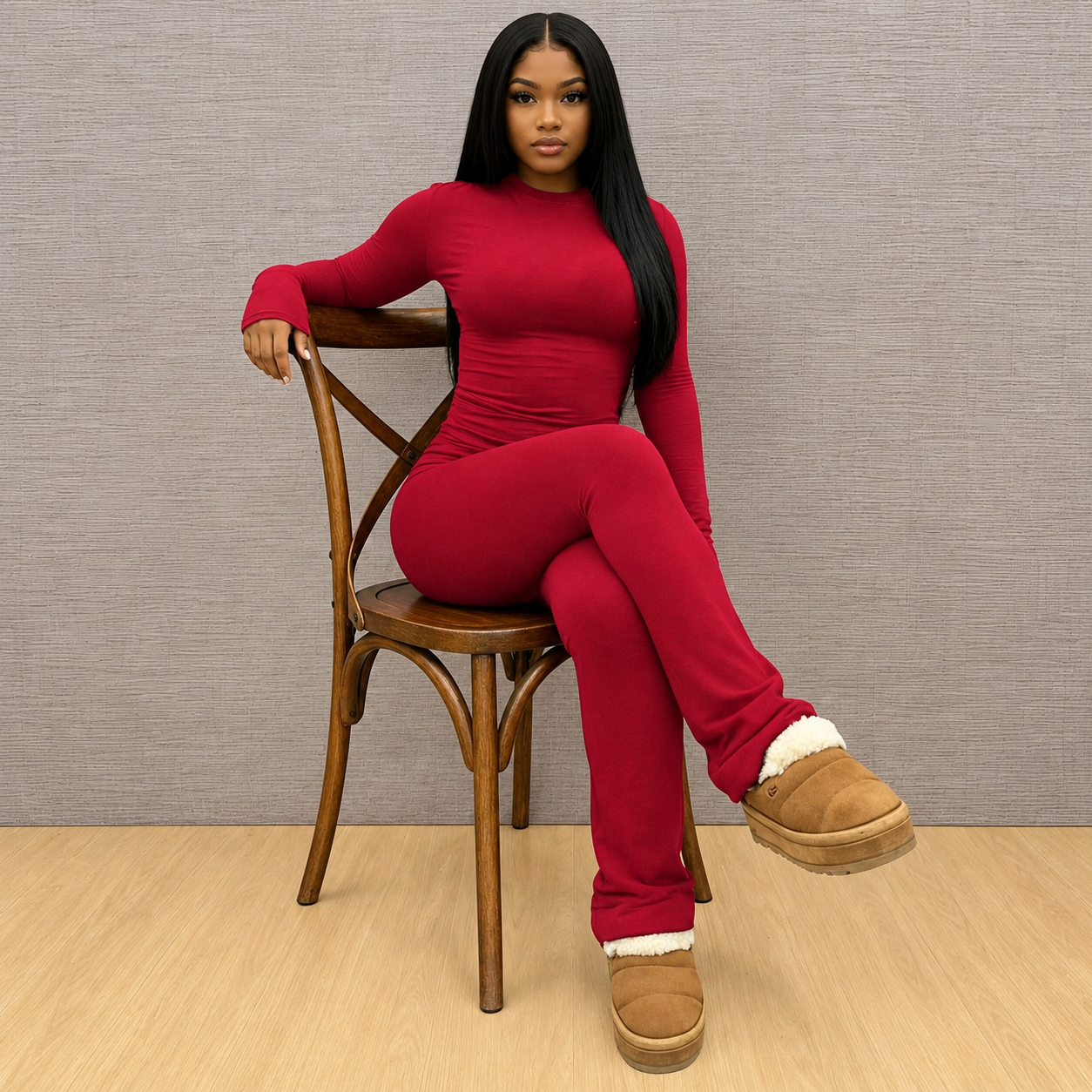 Long Sleeve Top and Pants 2 Piece Casual Set for Women