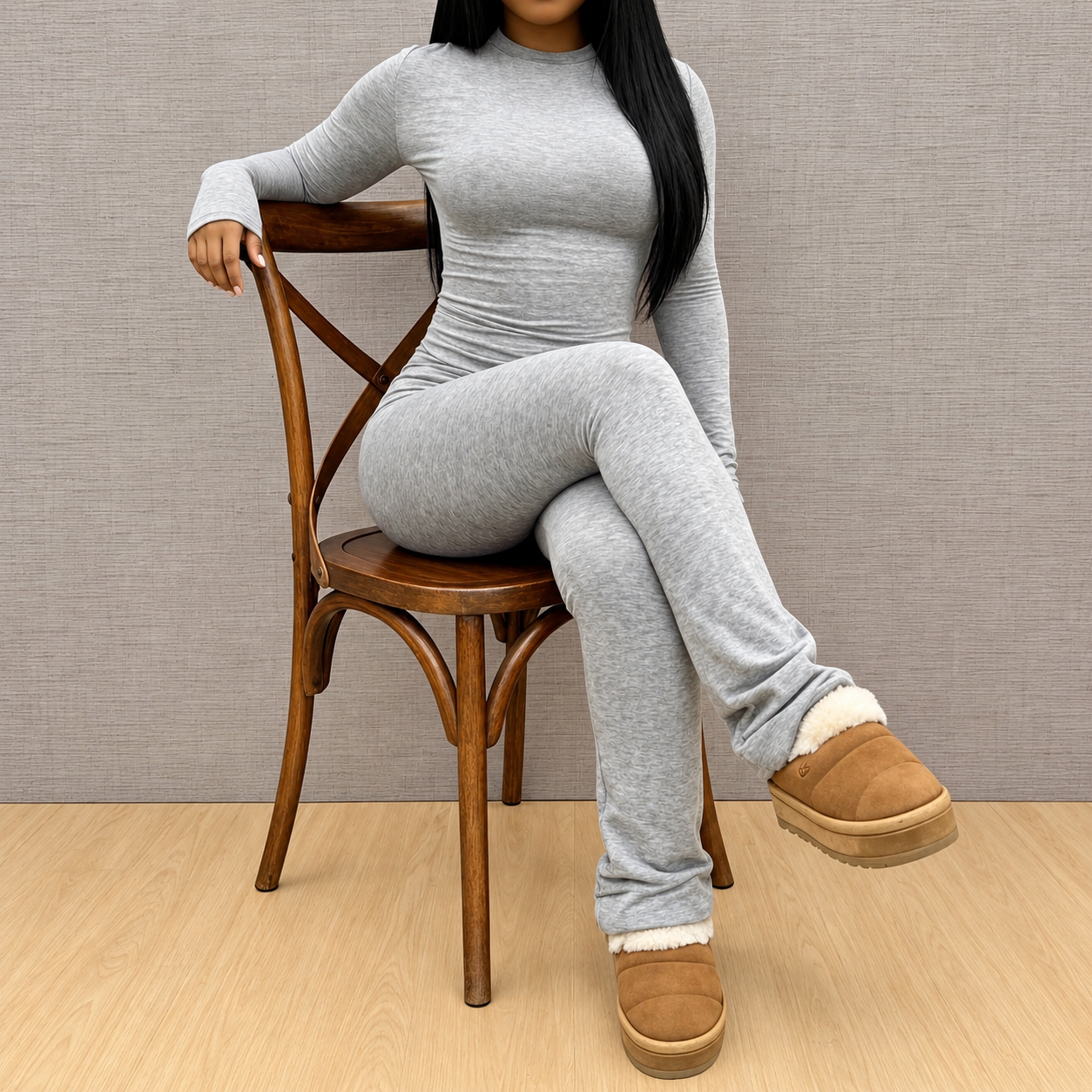Long Sleeve Top and Pants 2 Piece Casual Set for Women