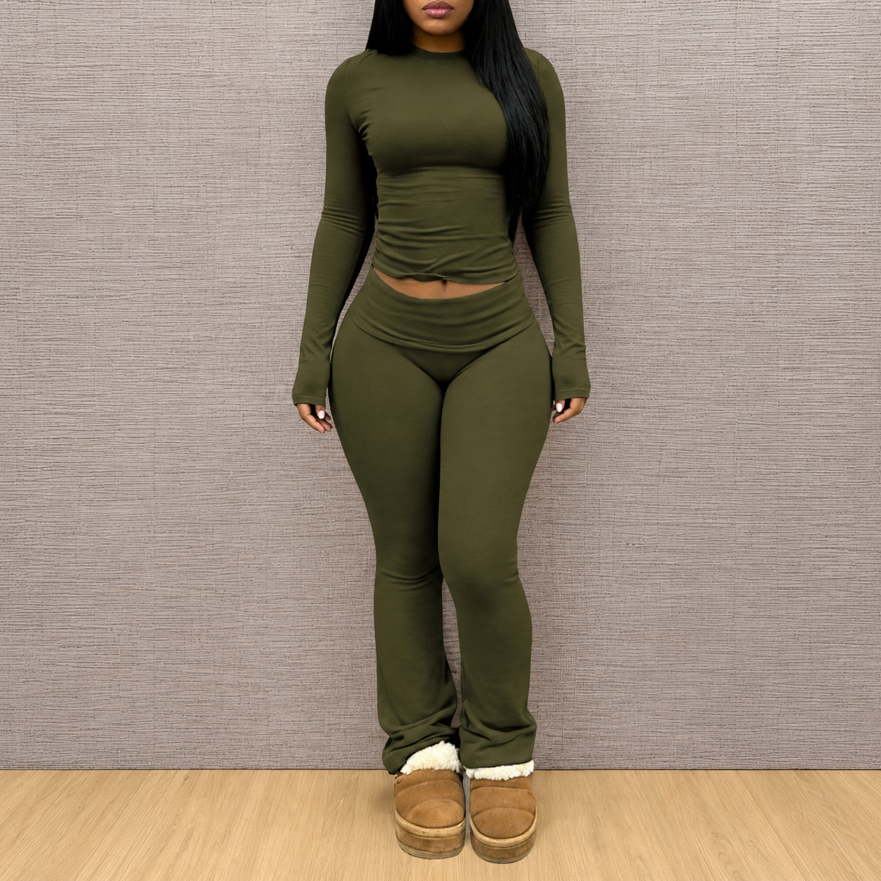 Long Sleeve Top and Pants 2 Piece Casual Set for Women