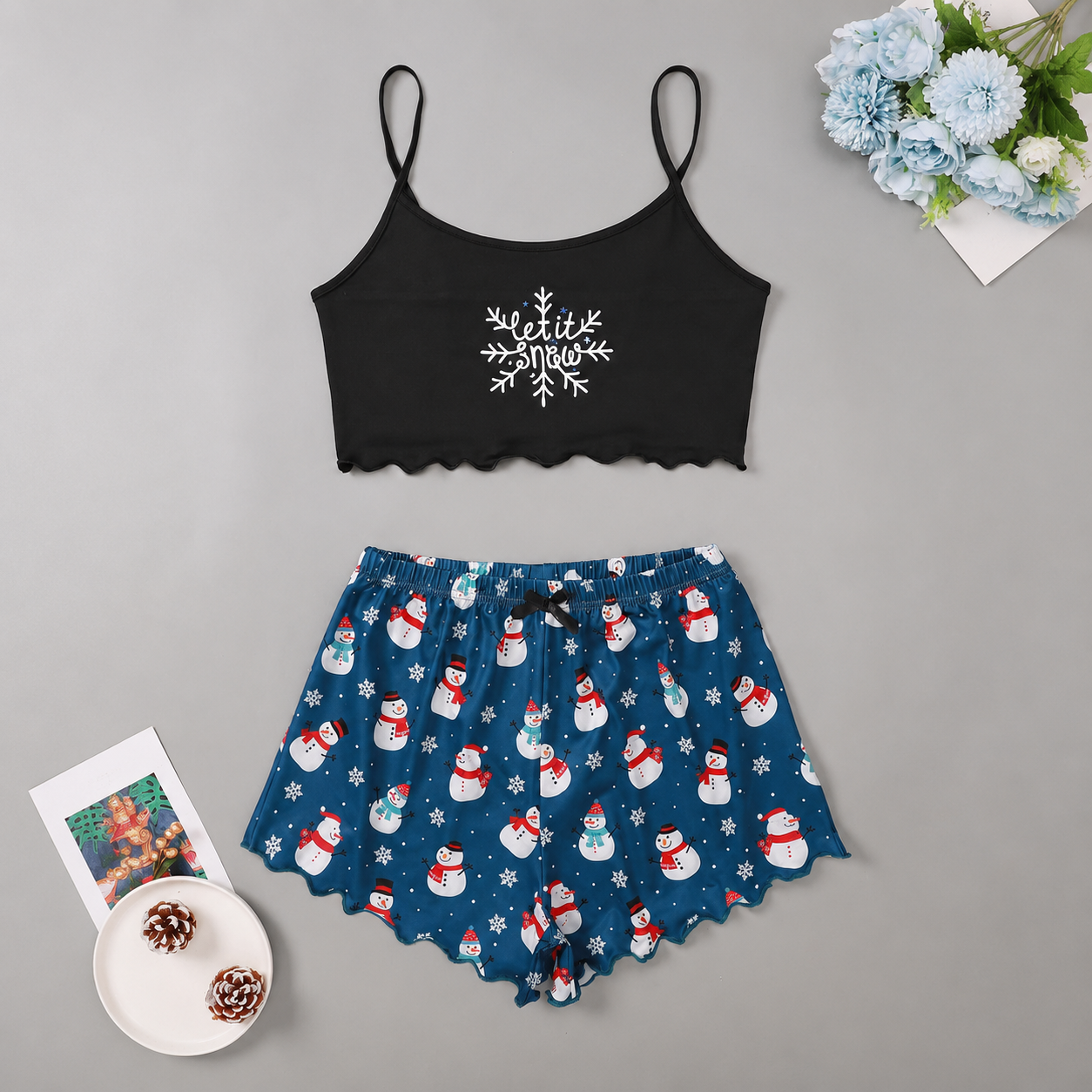 2 Pieces Printed Halloween Themed Matching Pajama Set For Women