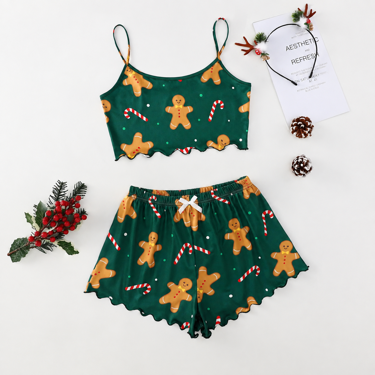 2 Pieces Printed Halloween Themed Matching Pajama Set For Women