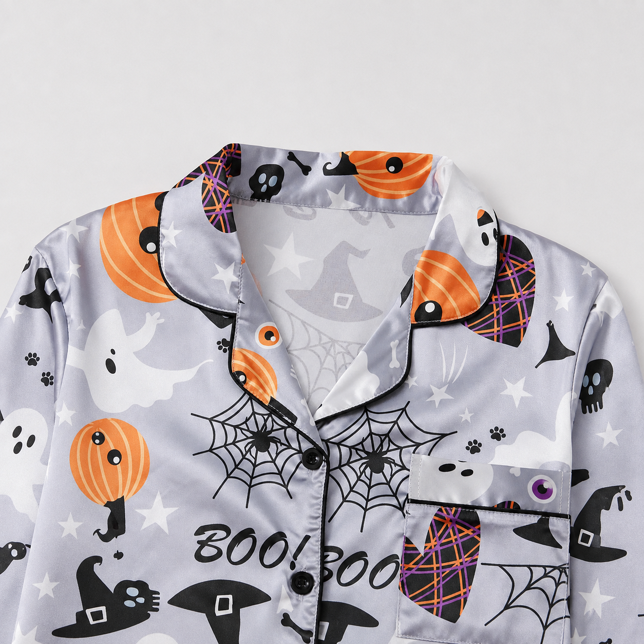 2 Piece Halloween Cartoon Print Shirt And Short Set For Women