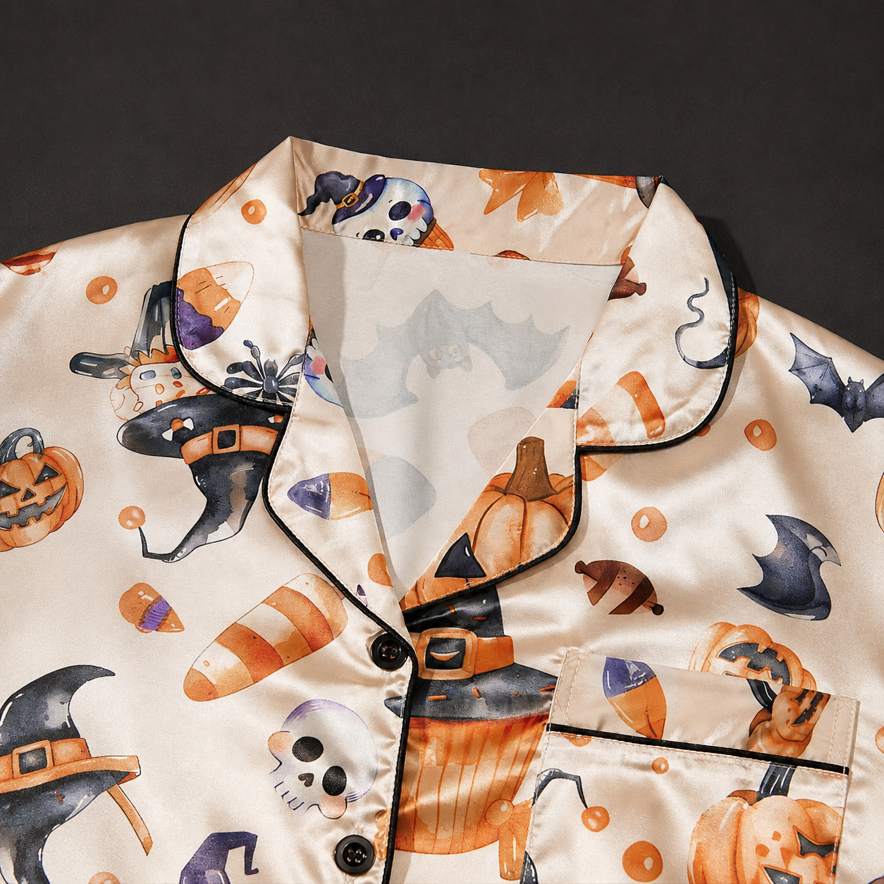 2 Piece Halloween Cartoon Print Shirt And Short Set For Women