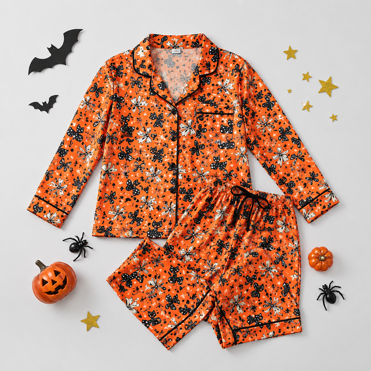 Halloween Bows Wide Leg Pajama Set