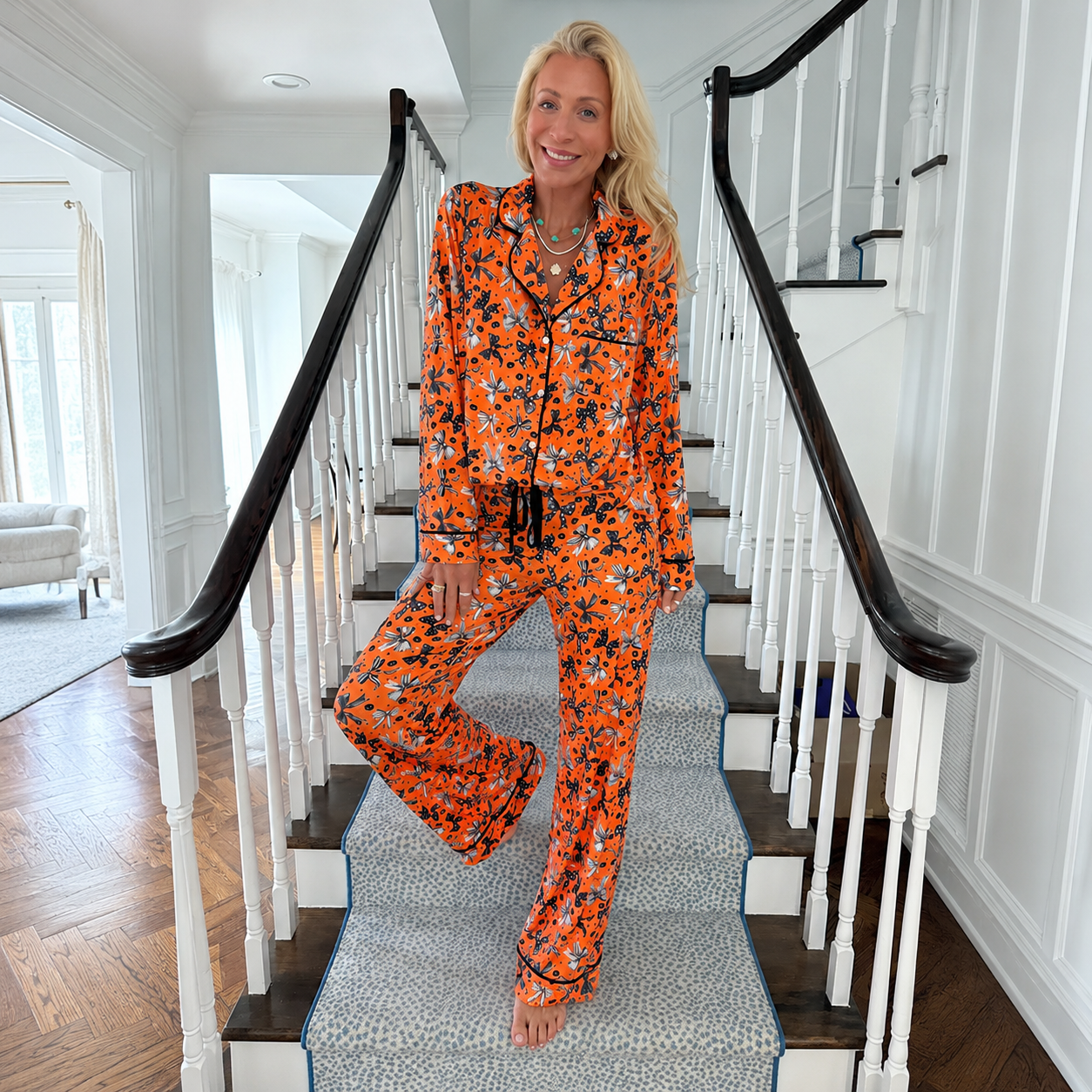 Halloween Bows Wide Leg Pajama Set