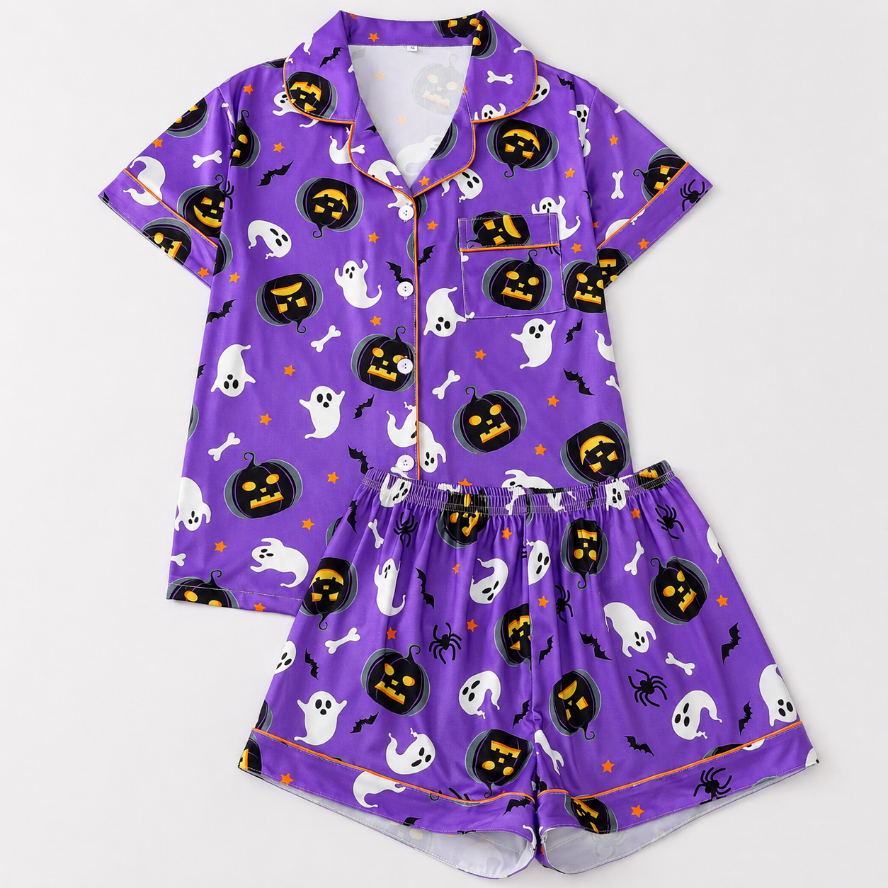 2 Pieces Halloween Theme Shirt And Shorts Set Pajamas For Women