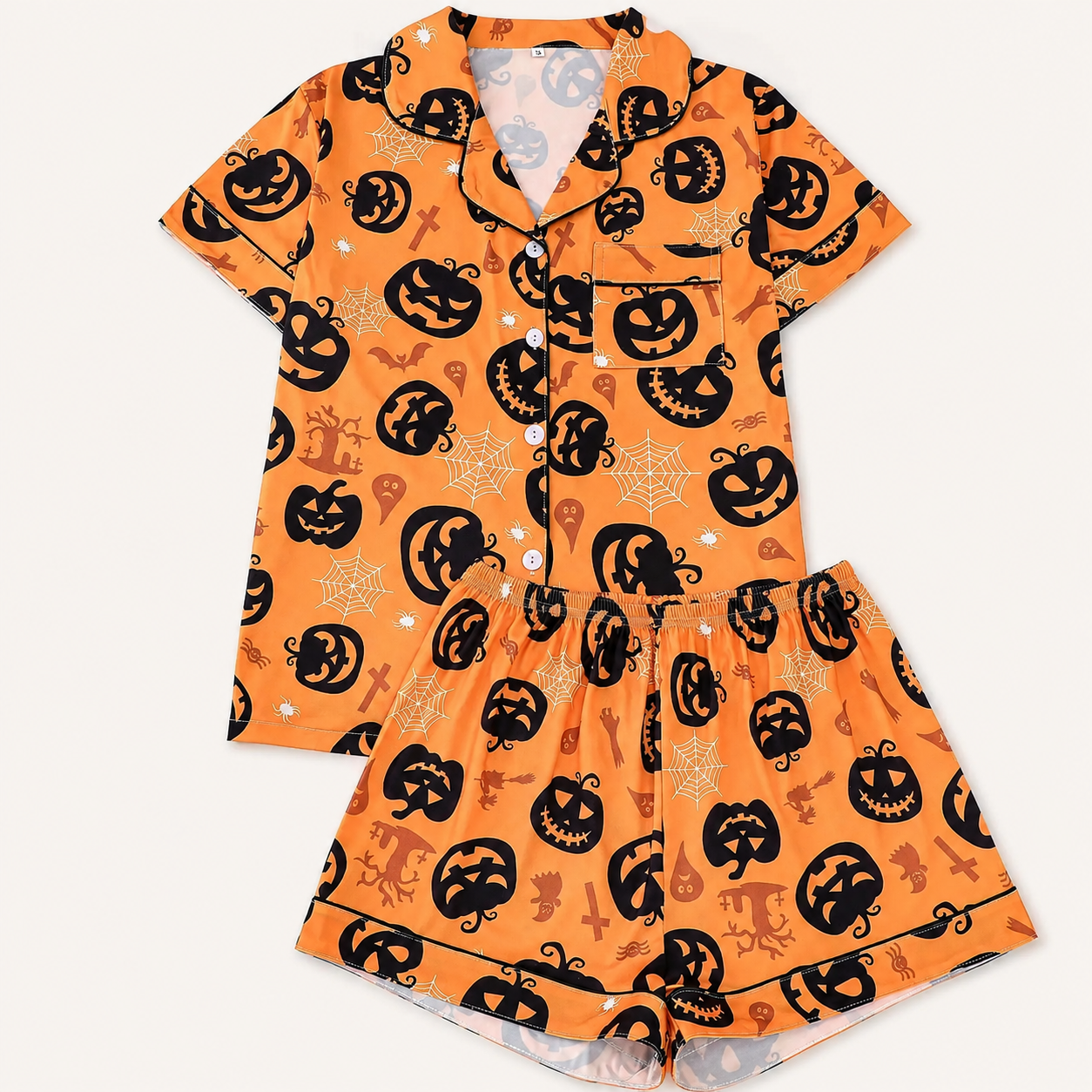2 Pieces Halloween Theme Shirt And Shorts Set Pajamas For Women
