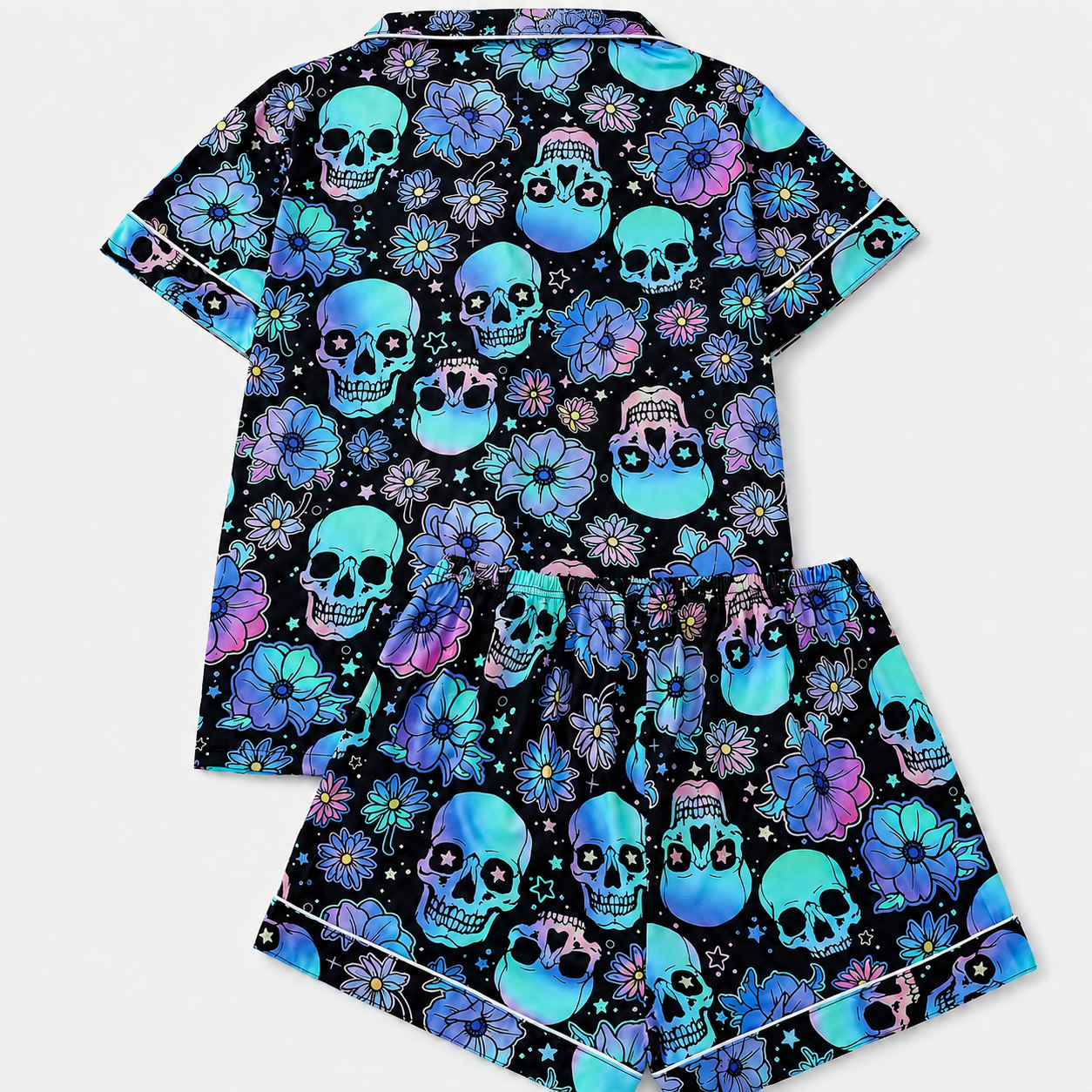 2 Pieces Halloween Theme Shirt And Shorts Set Pajamas For Women