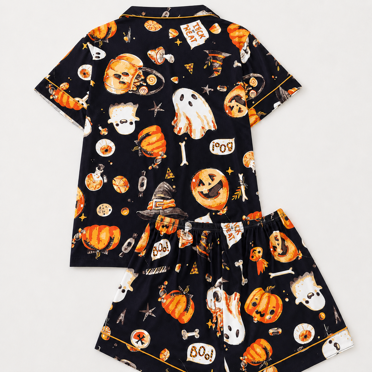 2 Pieces Halloween Theme Shirt And Shorts Set Pajamas For Women
