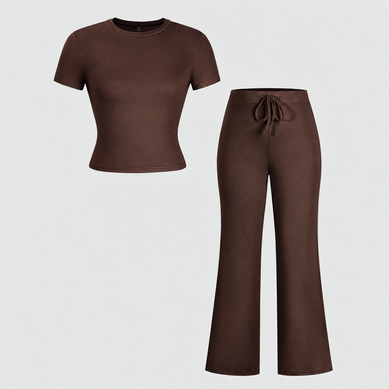 Short Sleeve T Shirt and Straight Pants 2 Piece Casual Activewear Set for Women