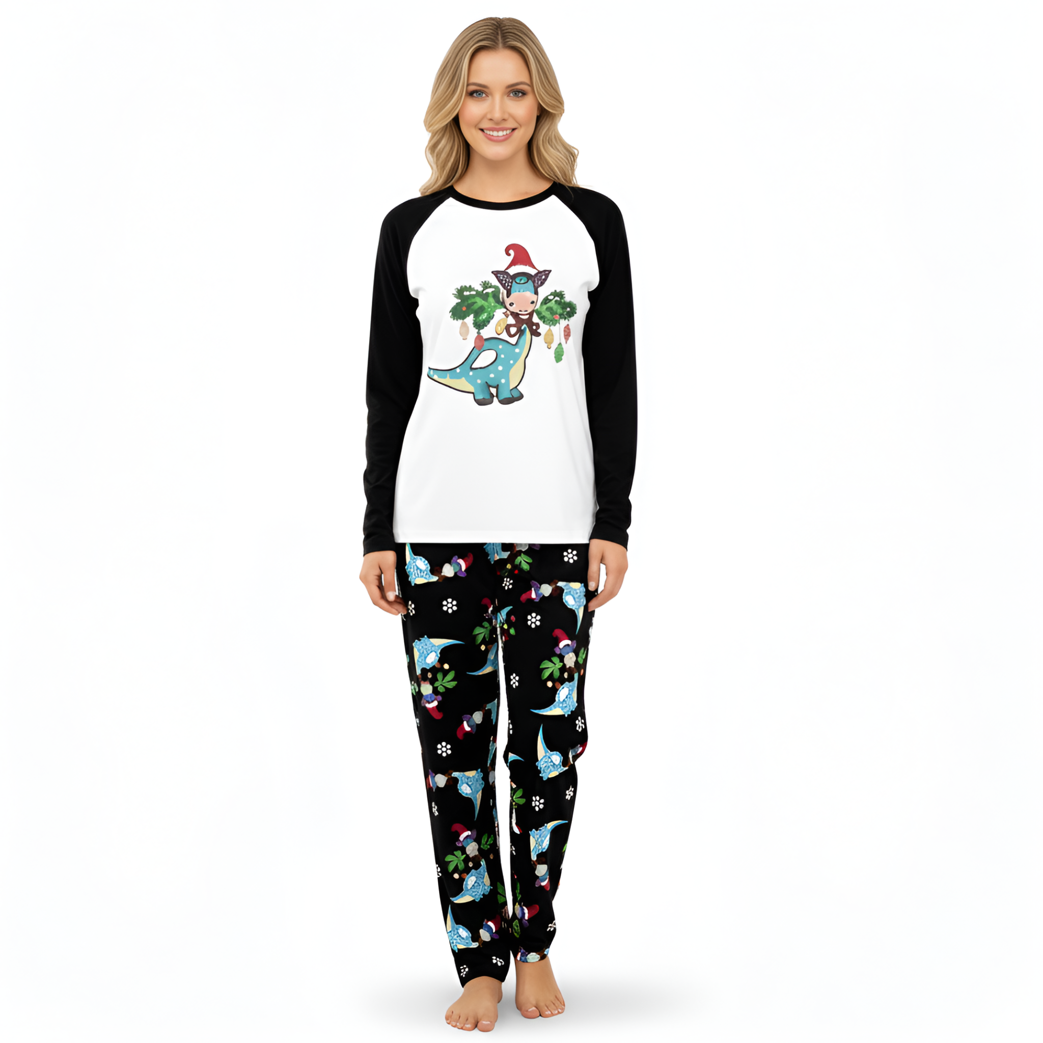 Christmas Dinosaur Print Family Matching Pajama Sets