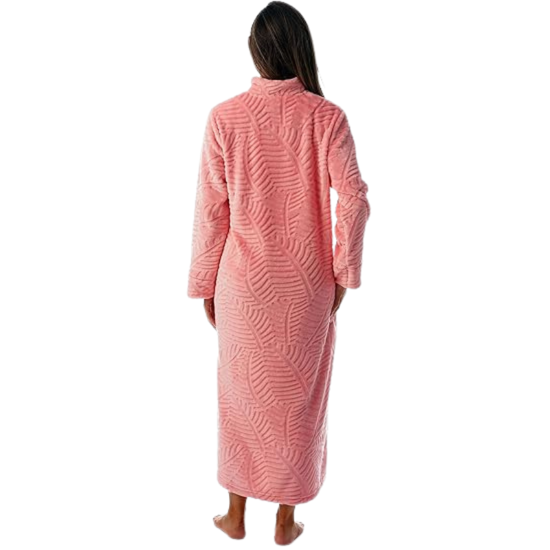 Plush Front Zipper Robe For Women